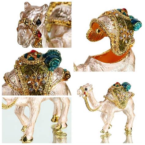 Enameled Metal Camel Shaped Jewelry Box 